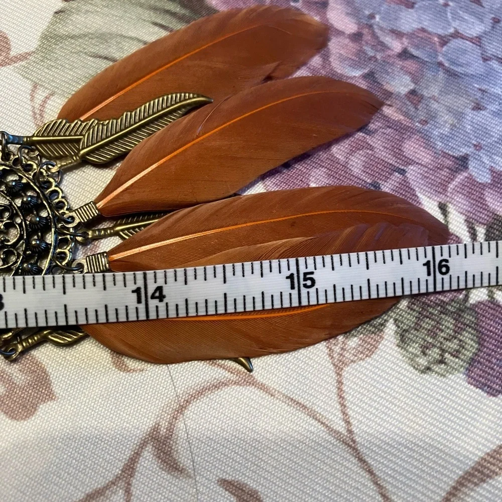 Gold and Orange Dreamcatcher Necklace